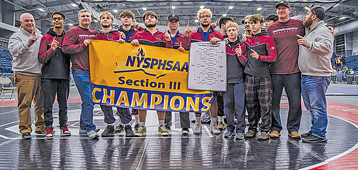 S-E Wrestlers Win Section III, Division II Title And Celebrate Two Sectional Champions